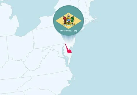 United States with selected Delaware map and Delaware flag icon. 库存插图