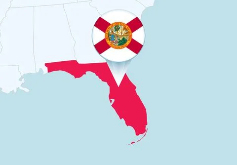 United States with selected Florida map and Florida flag icon. Stock Illustration
