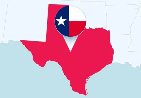 United States with selected Texas map and Texas flag icon. Stock Illustration