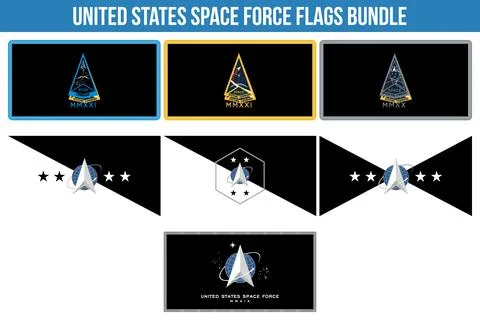 United States Space Force Flags Bundle Vector Illustration Premium Quality イラスト素材