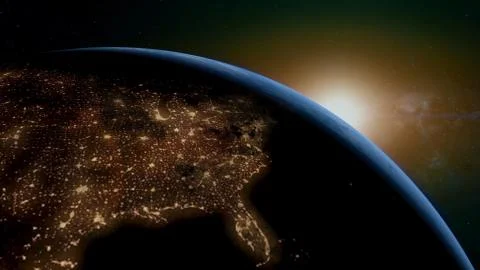 United States from space while sun is rising. Stock Illustration