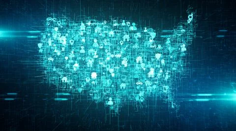 United States technology of internet of things IOT big data cloud computing  스톡 일러스트