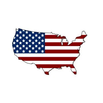 United states vector map with the flag Stock Illustration