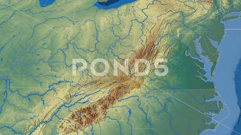 United States - Virginia outlined on relief map: Royalty Free #90203270