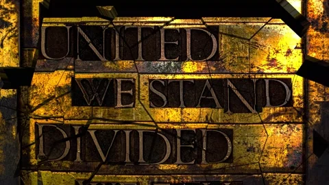 United we Stand Divided we Fall animated glass pane shattering transparent Stock Footage 138600460