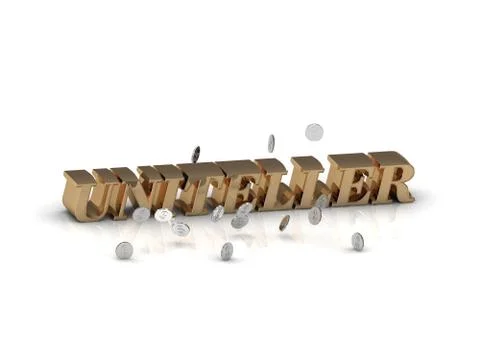 UNITELLER- inscription of gold letters on white background Stock Illustration