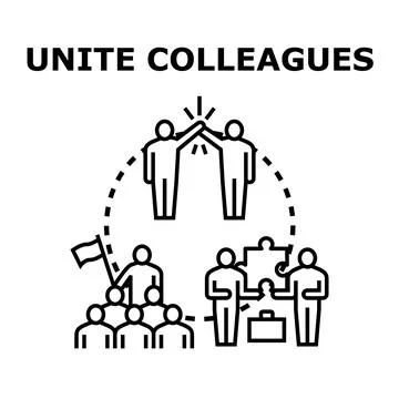 Uniting colleagues building successful creative teamwork concepts Stock Illustration