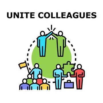 Uniting colleagues building successful creative teamwork concepts Stock Illustration
