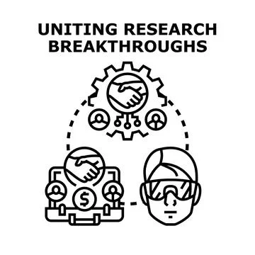 Uniting research breakthroughs with teamwork and investment Stock Illustration