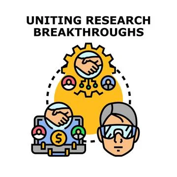 Uniting research breakthroughs with teamwork and investment Stock Illustration