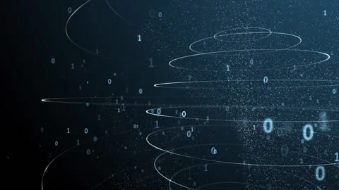 Units and zeros move around a magnetic field consisting of lines in 3d space. Stock Footage 117799094