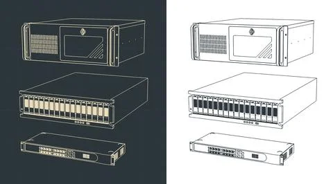 Units for server racks and supercomputers Illustrazione stock