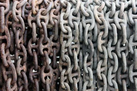 Units ship anchor chain with rust and a touch of sea salt, Foto stock