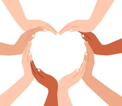 Unity and diversity forming heart of a diverse group of people connected to.. Stock Illustration
