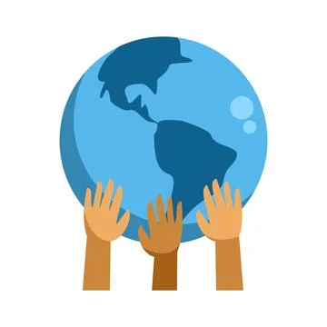 Unity and diversity represented by hands holding earth Stock Illustration