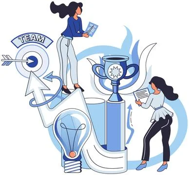 Unity and support between colleagues agreement. Command of winners and cup Stock Illustration