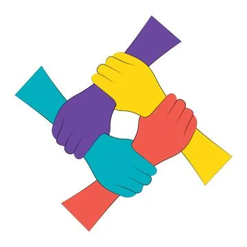 Unity and Teamwork Concept with Interlocking Hands Vector Illustration Stock Illustration