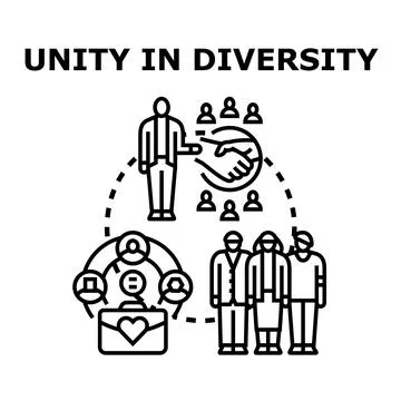 Unity in diversity concept showing teamwork and partnership Stock Illustration