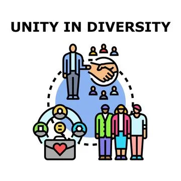 Unity in diversity concept showing teamwork and partnership Stock Illustration