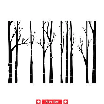 Unity in Diversity  Diverse Stick Tree Vector Set for Varied Projects Illustrazione stock