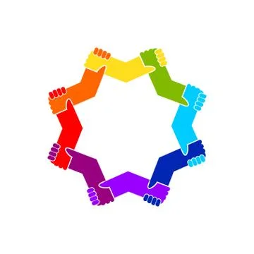 Unity in Diversity Holding Hands Star Shape Symbol Stock Illustration