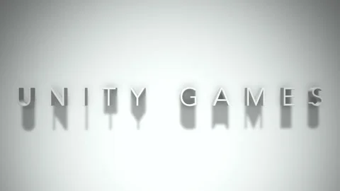 Unity games 3D title animation with shadows on a white background Stock Footage 297014203