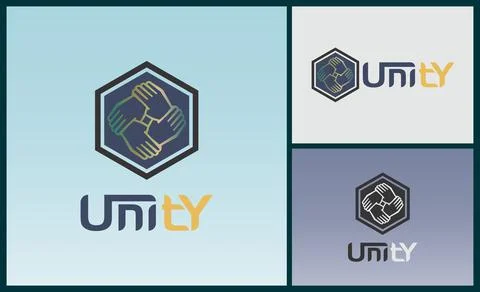 Unity hand team work text letter logo design Stock-Illustration