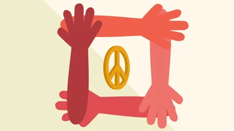 Unity Hands Framing Peace Symbol on Minimal Background 스톡 동영상 331752004