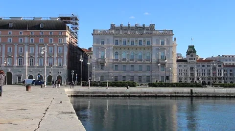 Unity of Italy Square (Piazza Unit d'Italia) from the pier. Video stock 63174041