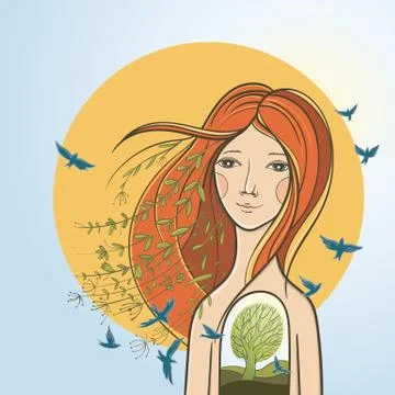 Unity with nature Stock Illustration