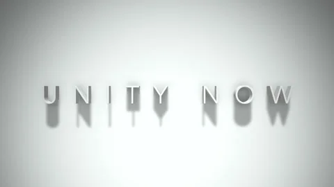 Unity now 3D title animation with shadows on a white background Stock Footage 297588826