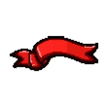 Unity red ribbon retro pixel art vector illustration 库存插图