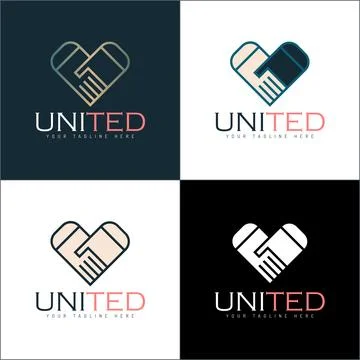 Unity shake hand love team work logo set template design Stock Illustration