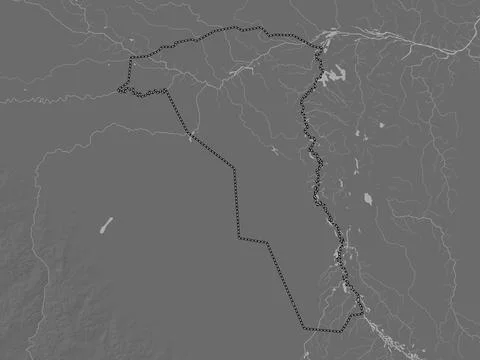Unity, South Sudan. Bilevel elevation map with lakes and rivers Stock Illustration