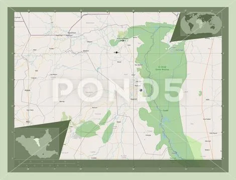 Unity, South Sudan. Open Street Map. Locations of major cities of the ...