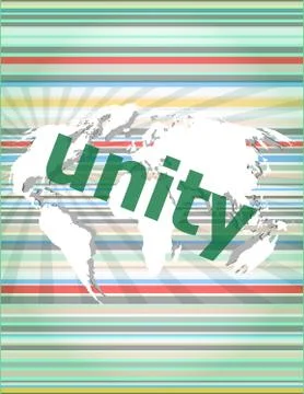 Unity text on digital touch screen - business concept of citation, info, test Stock Illustration