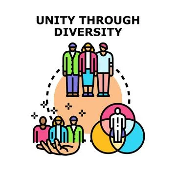 Unity through diversity concept representing diverse people Stock Illustration
