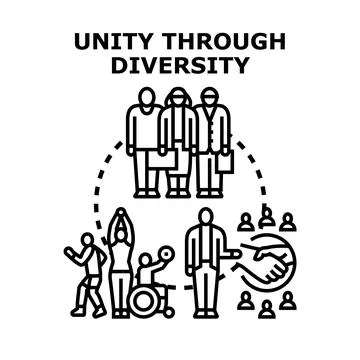 Unity through diversity representing diverse communities working together Stock Illustration