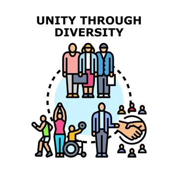 Unity through diversity representing diverse communities working together Stock Illustration