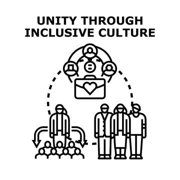 Unity through inclusive culture team collaboration concept Stockillustratie
