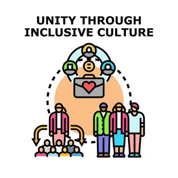 Unity through inclusive culture team collaboration concept Stockillustratie