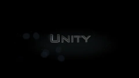 Unity title metal text on black alpha channel background Stock Footage 295903804