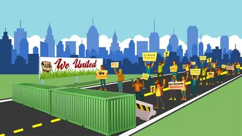 Unity Unleashed: Farmers' Resilient Stand Against Adversity! Stock Illustration