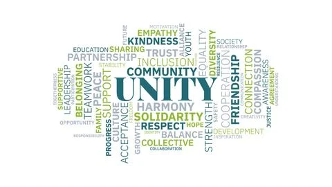 Unity Word Cloud Vector Typography Concept with Social Values Keywords 스톡 일러스트