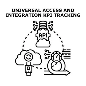 Universal access and integration kpi tracking system Stock Illustration