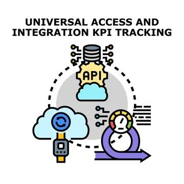 Universal access and integration kpi tracking system Stock Illustration