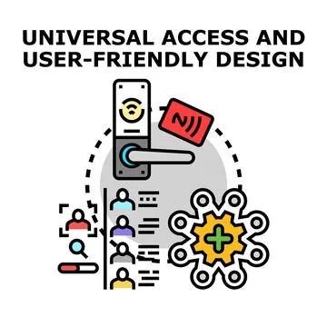 Universal access and user friendly design concept developing 스톡 일러스트