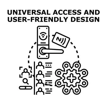 Universal access and user friendly design concept developing Stock Illustration
