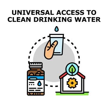 Universal access to clean drinking water concept illustration Stock Illustration
