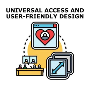 Universal access user friendly web design concept Stock Illustration
